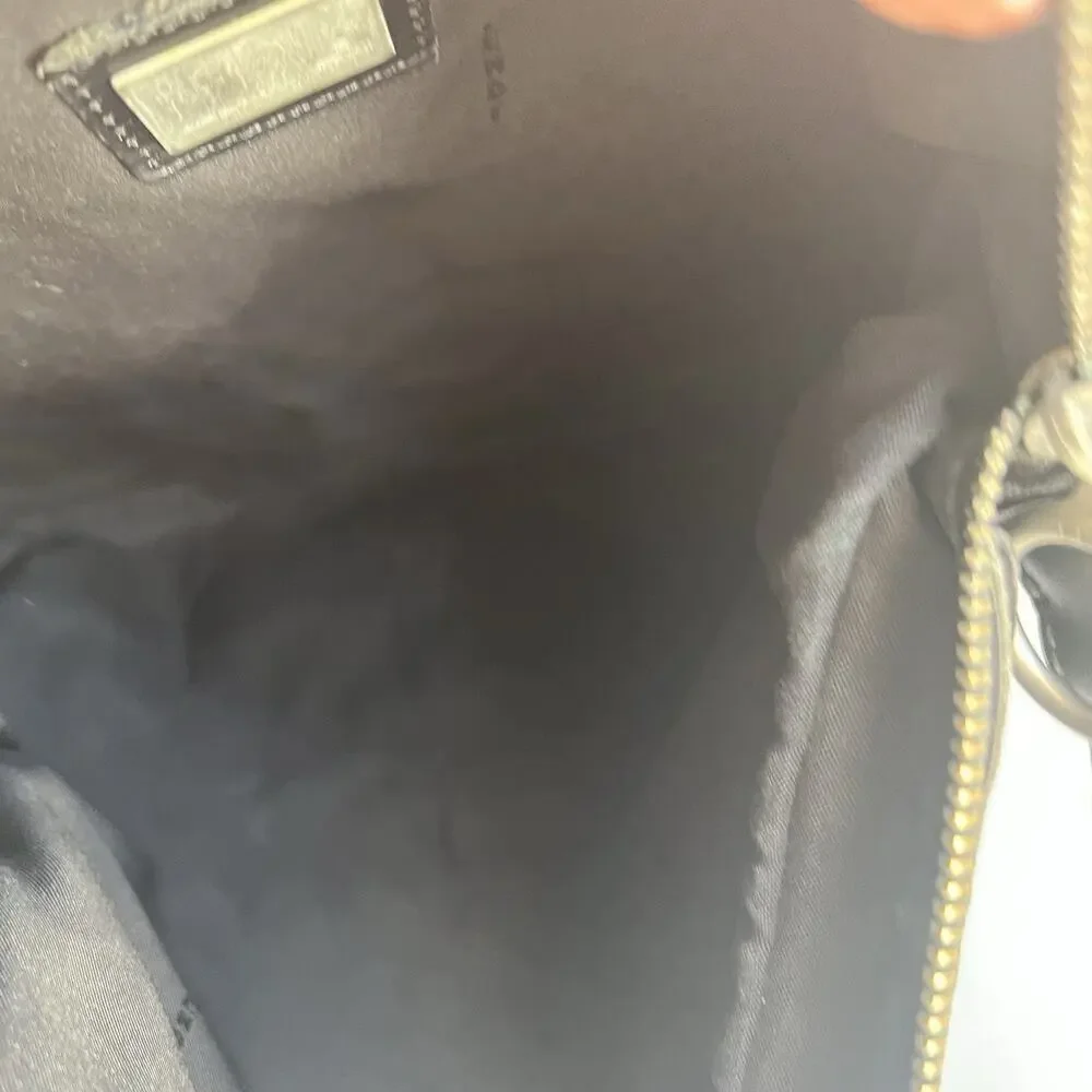 Authentic Fendi Vintage Zucca Canvas And Leather Oyster Bag Black Zip Closure
